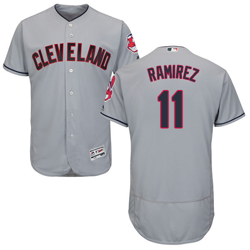 Indians #11 Jose Ramirez Grey Flexbase Authentic Collection Stitched MLB Jersey